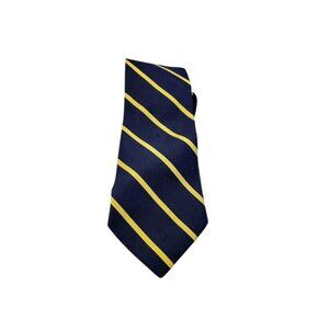 Vintage Brooks Brothers Makers Silk Tie Navy Gold Regimental USA 1980s